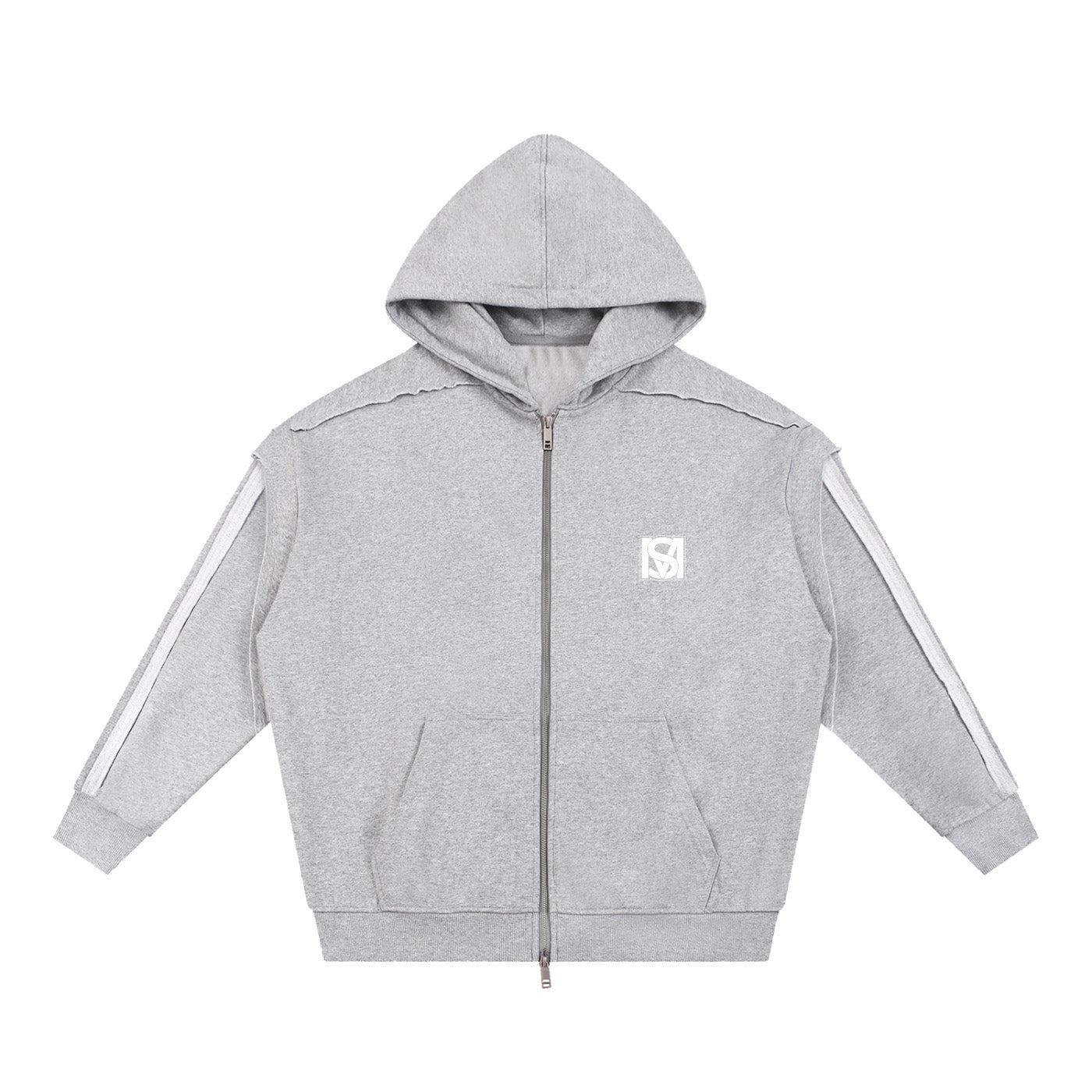 SM Contour Line Zip Hoodie grey front