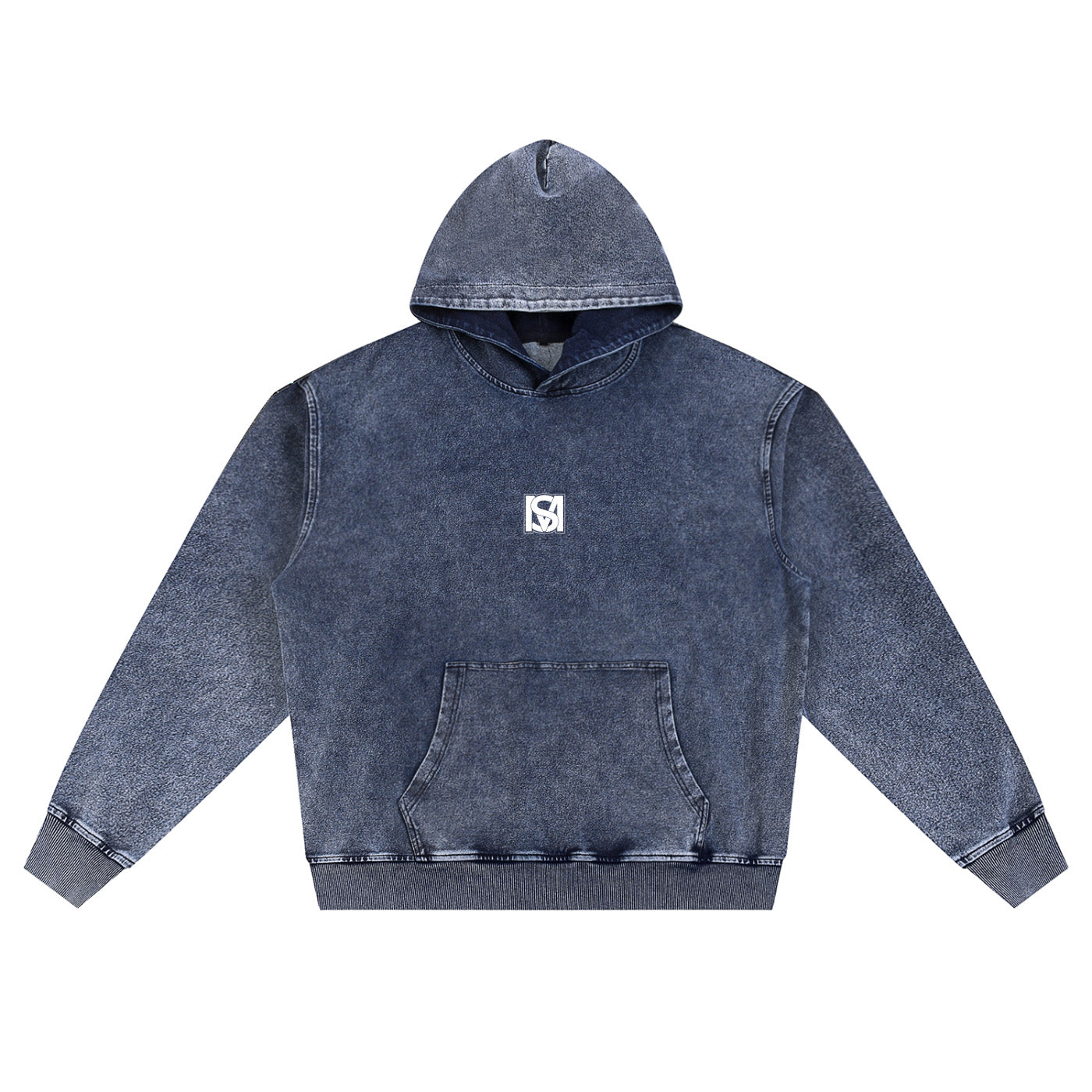 SM Denim Wash Hoodie navy front