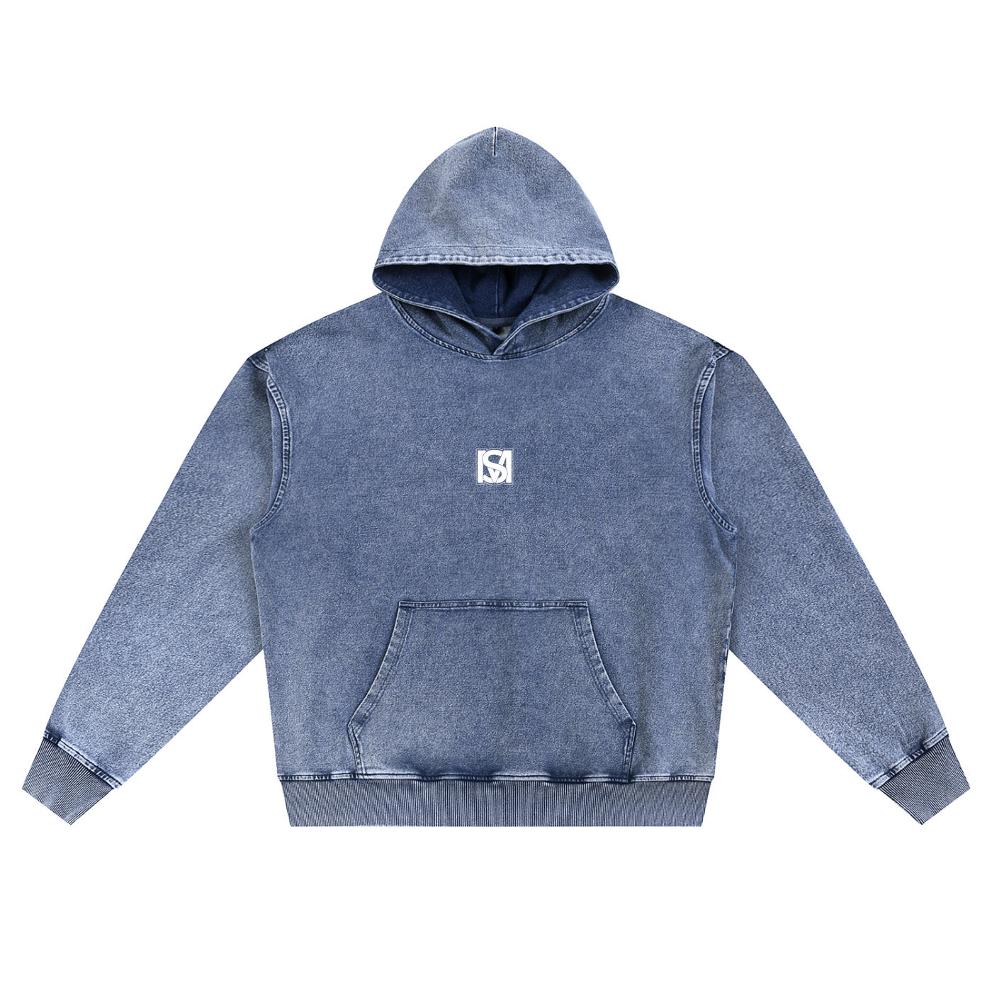SM Denim Wash Hoodie chambray front