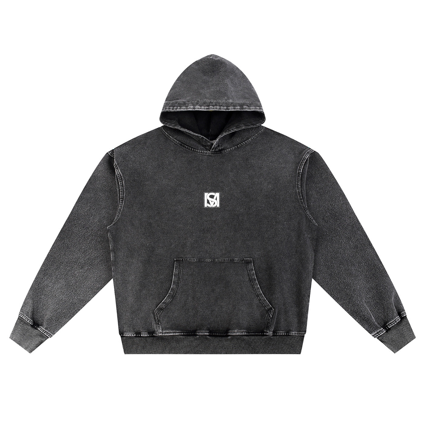 SM Denim Wash Hoodie midnight black front