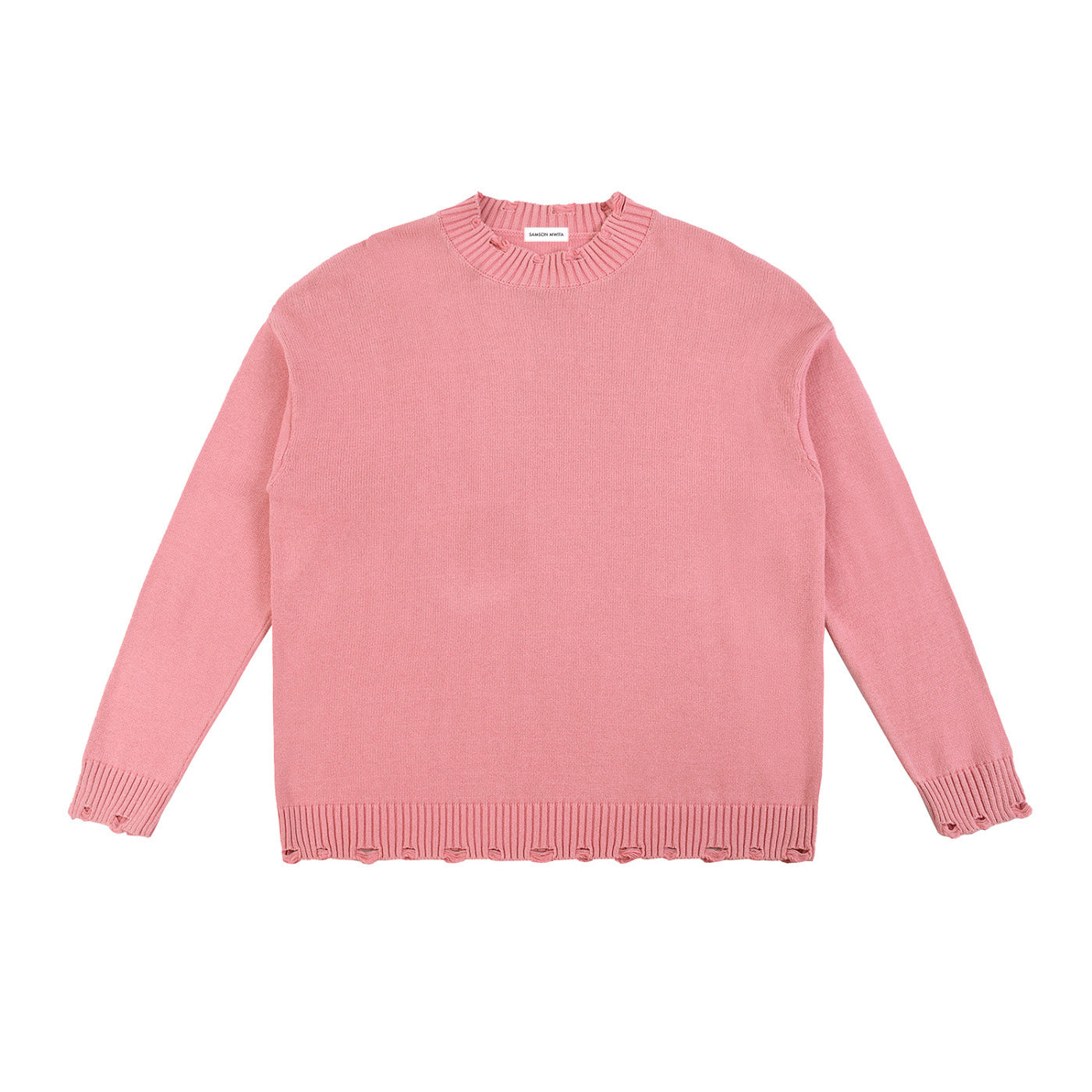 SM Sig. Washed Distress Knit Sweater pink front