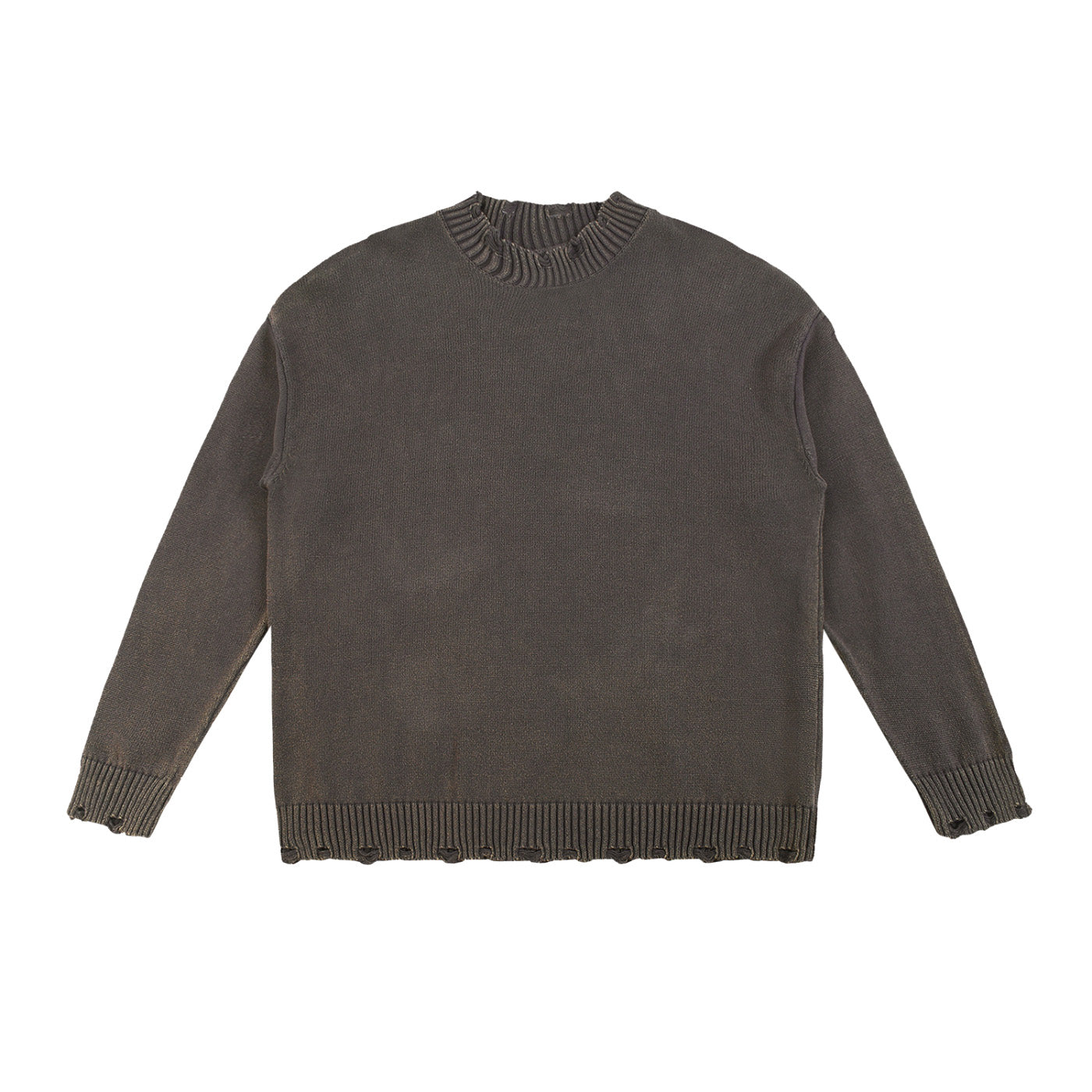 SM Sig. Washed Distress Knit Sweater brown front