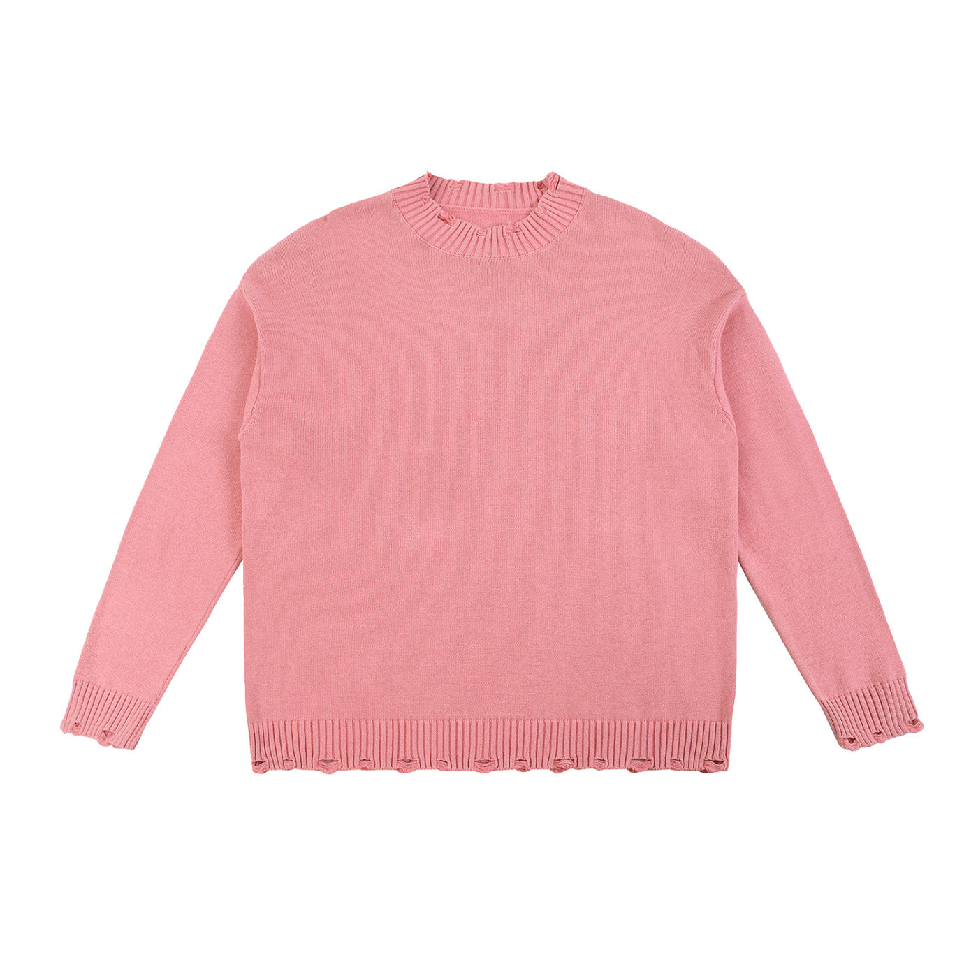 SM Sig. Washed Distress Knit Sweater pink front