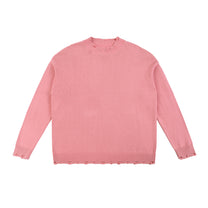 SM Sig. Washed Distress Knit Sweater pink front