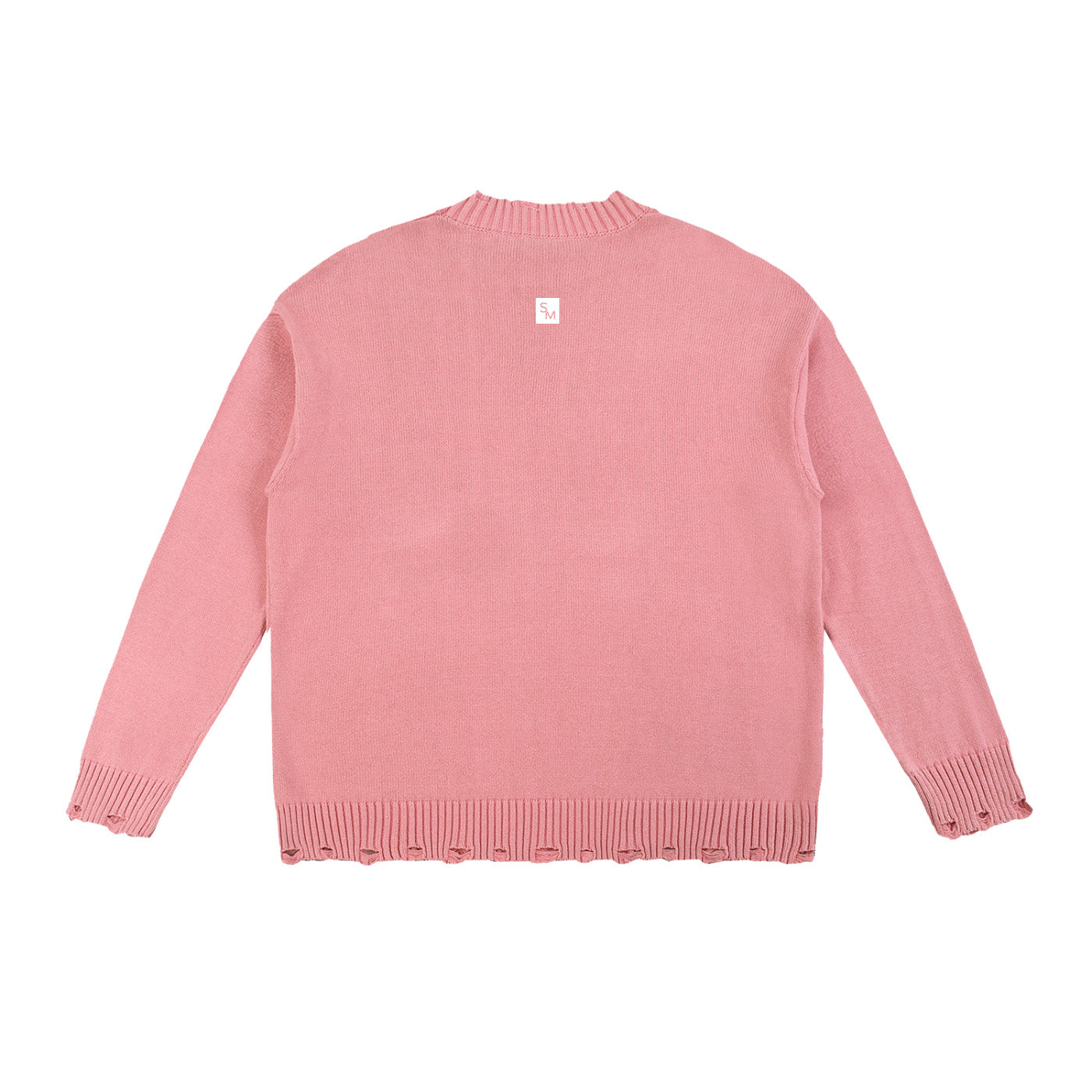 SM Sig. Washed Distress Knit Sweater pink back
