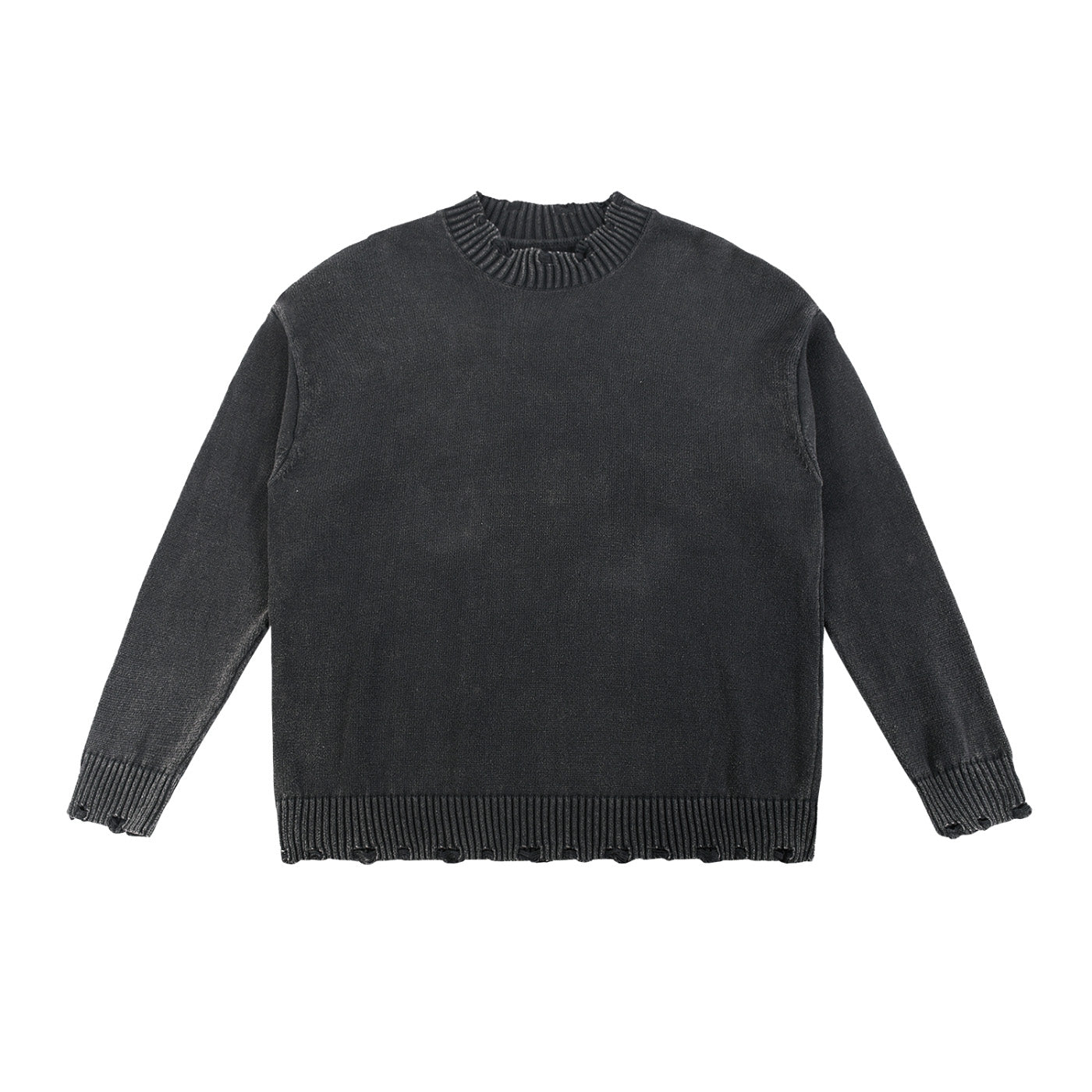 SM Sig. Washed Distress Knit Sweater black front