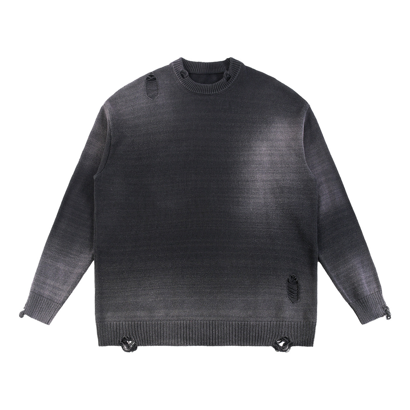 SM Sig. Washed Distress Knit Sweater black front