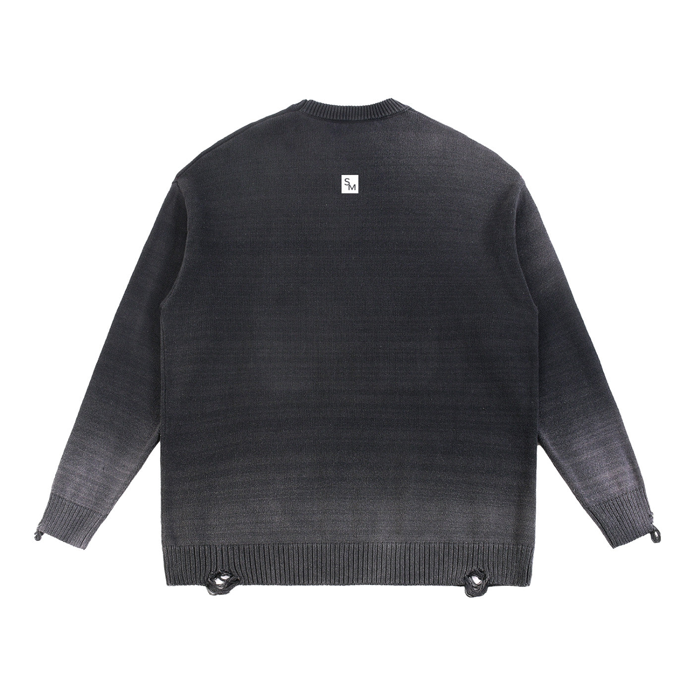 SM Sig. Washed Distress Knit Sweater black back