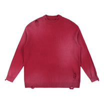 SM Sig. Washed Distress Knit Sweater red front
