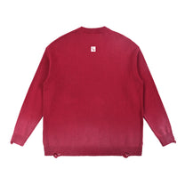 SM Sig. Washed Distress Knit Sweater red back