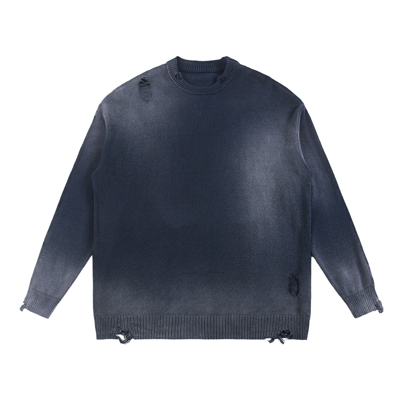 SM Sig. Washed Distress Knit Sweater navy front