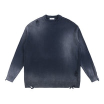 SM Sig. Washed Distress Knit Sweater navy front