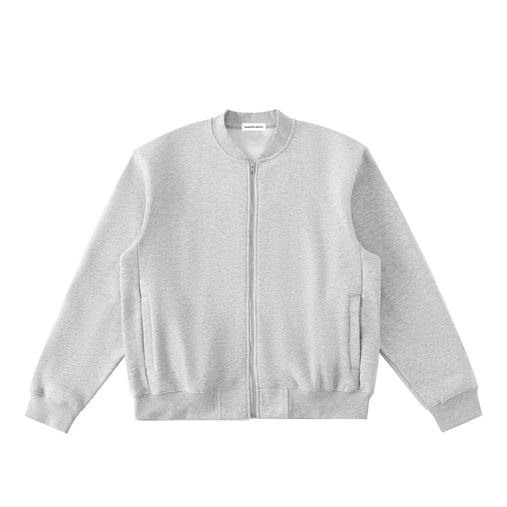 SM Sig. Fleeced Varsity Jacket grey front