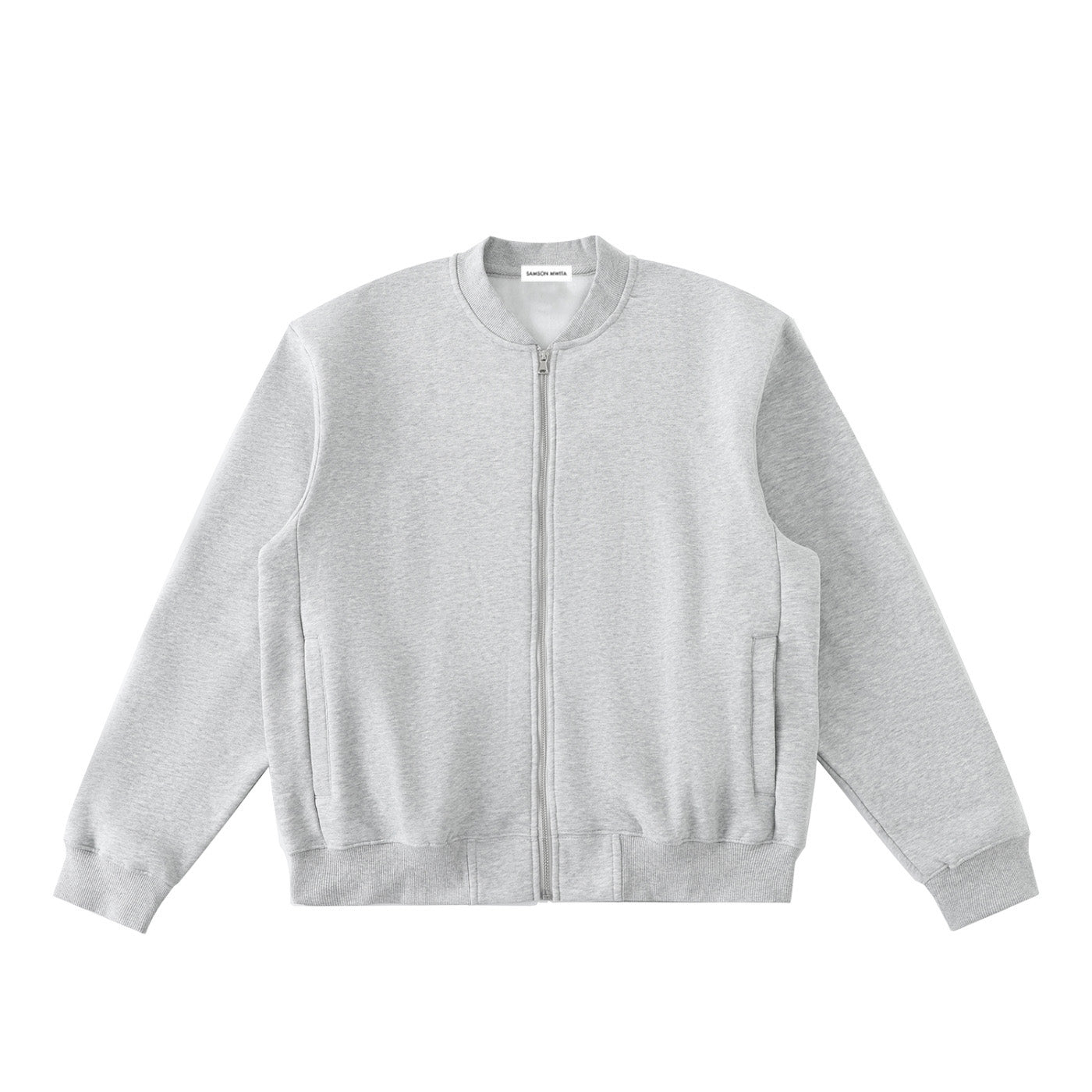 SM Sig. Fleeced Varsity Jacket grey front