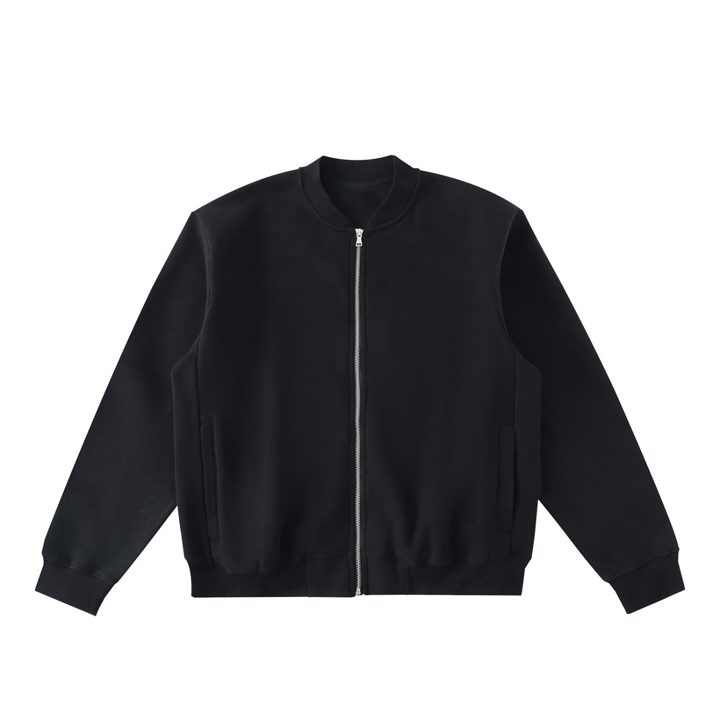 SM Sig. Fleeced Varsity Jacket black front