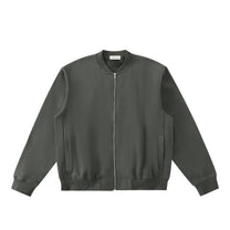 SM Sig. Fleeced Varsity Jacket stone grey front
