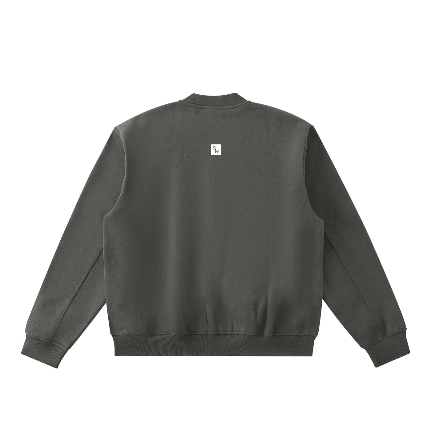 SM Sig. Fleeced Varsity Jacket stone grey back