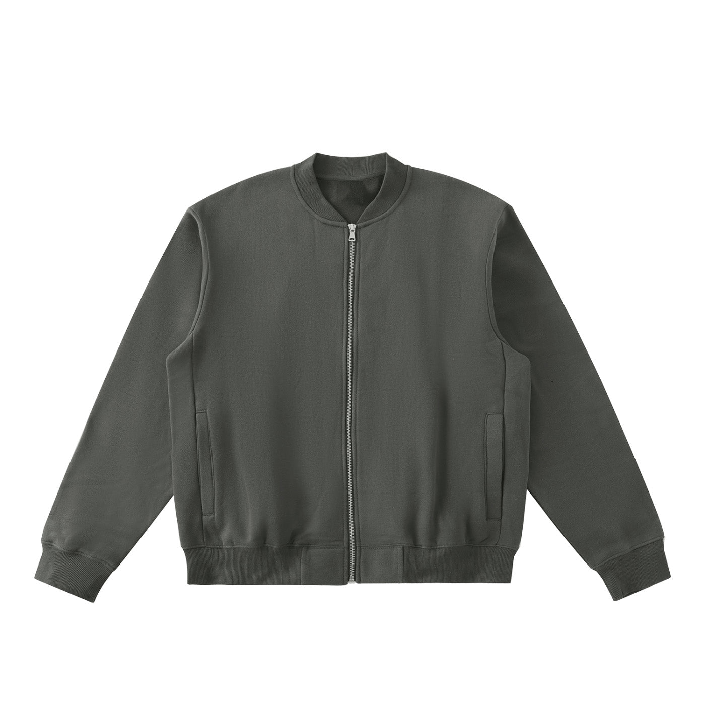 SM Sig. Fleeced Varsity Jacket stone grey front