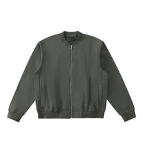 SM Sig. Fleeced Varsity Jacket stone grey front
