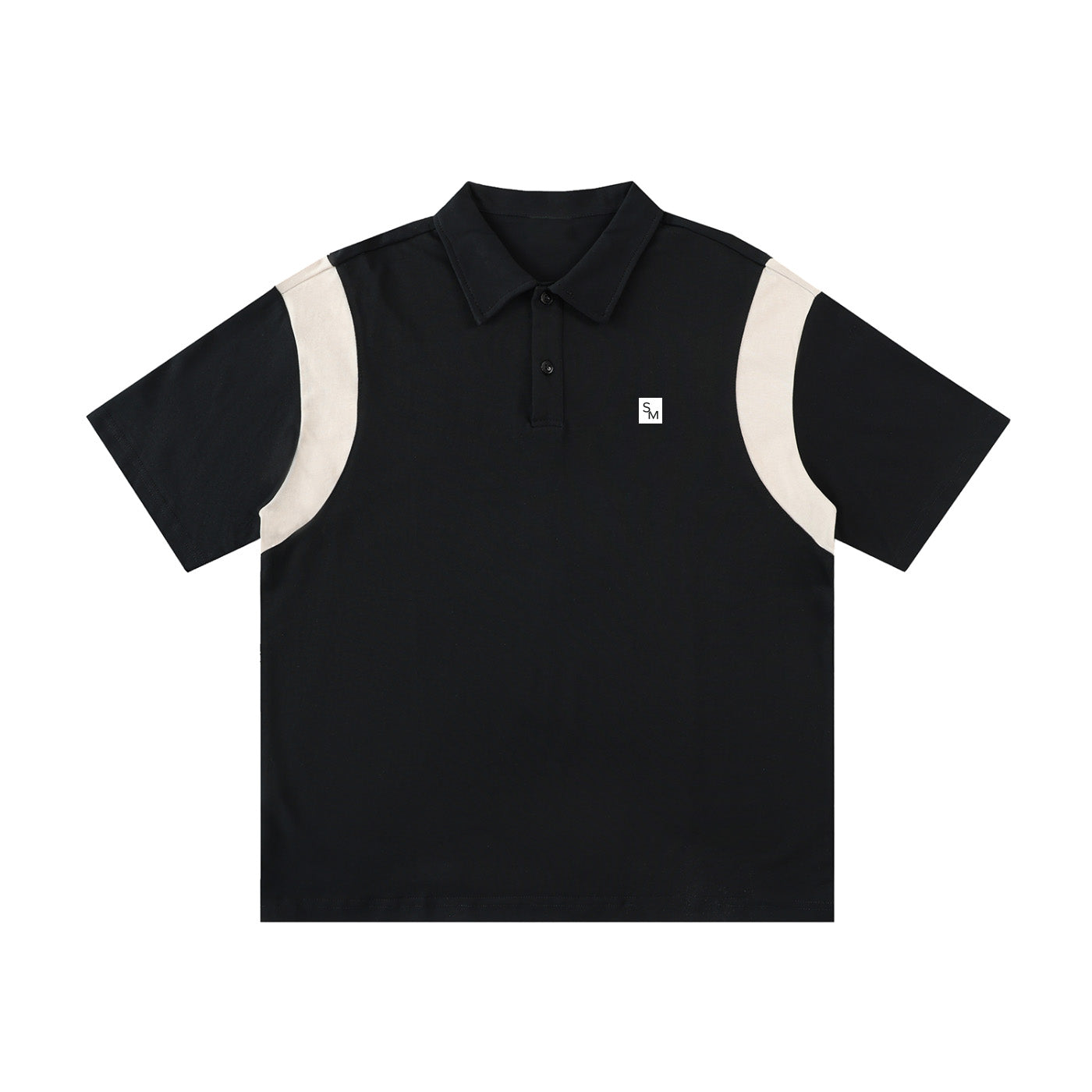 SM Sig. Panel Polo T-shirt black front