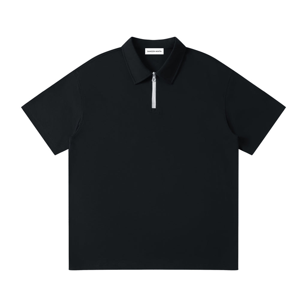 SM Sig. Quarter-Zip Polo T-shirt black front