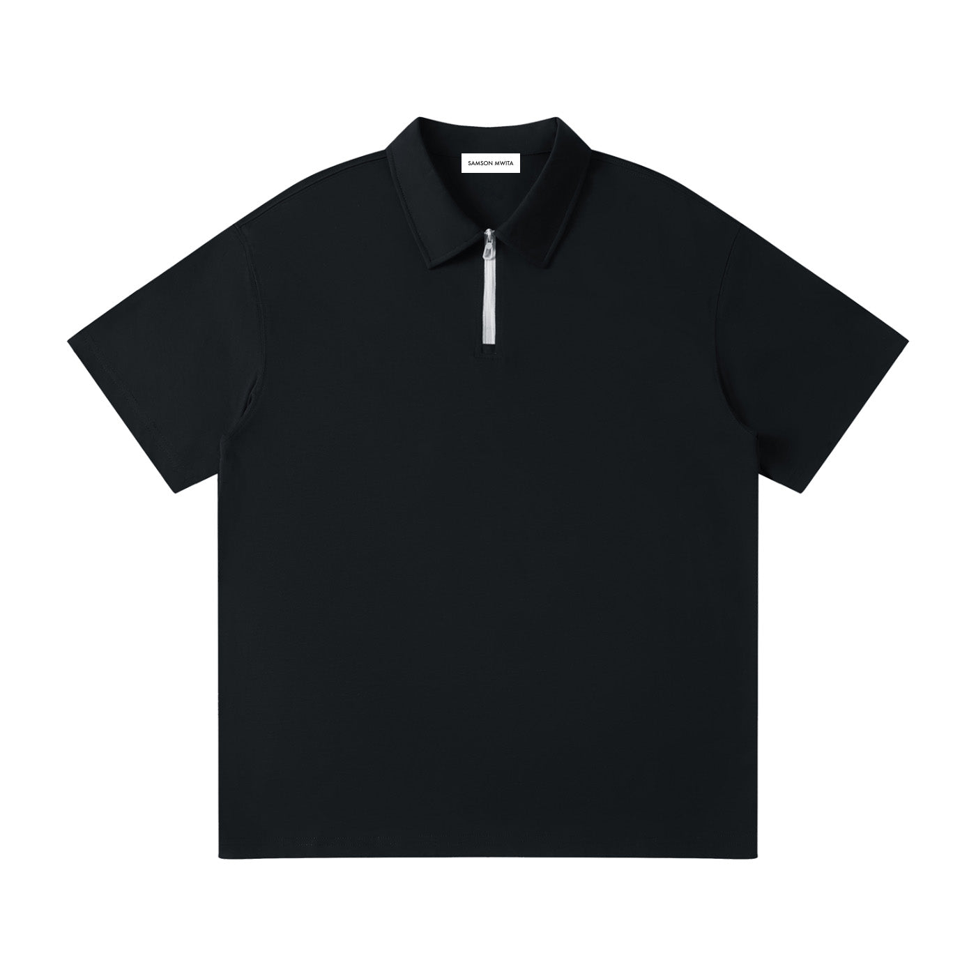 SM Sig. Quarter-Zip Polo T-shirt black front