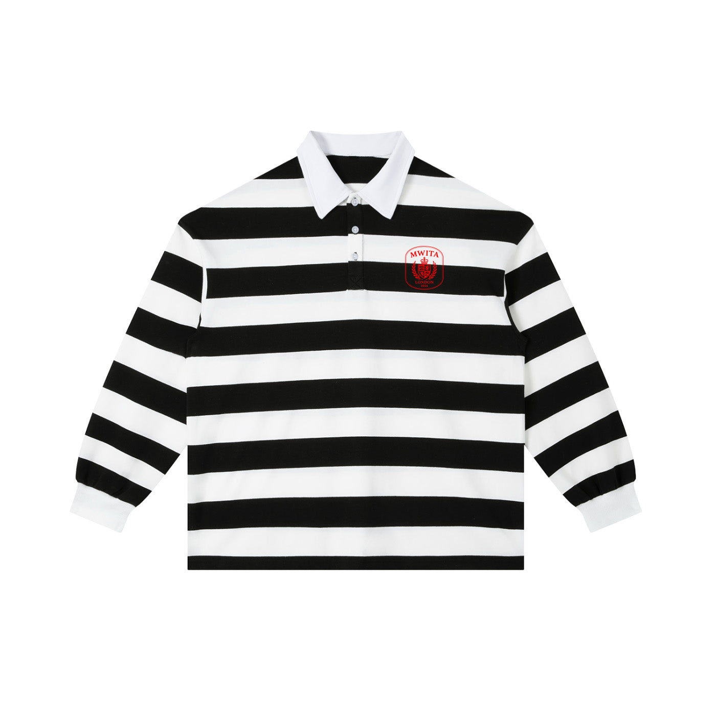 SM Royal Emblem Rugby Polo T-shirt white front