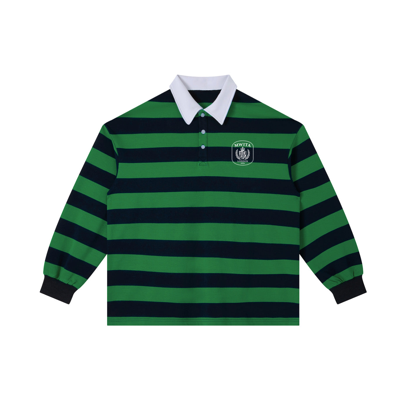 SM Royal Emblem Rugby Polo T-shirt green front