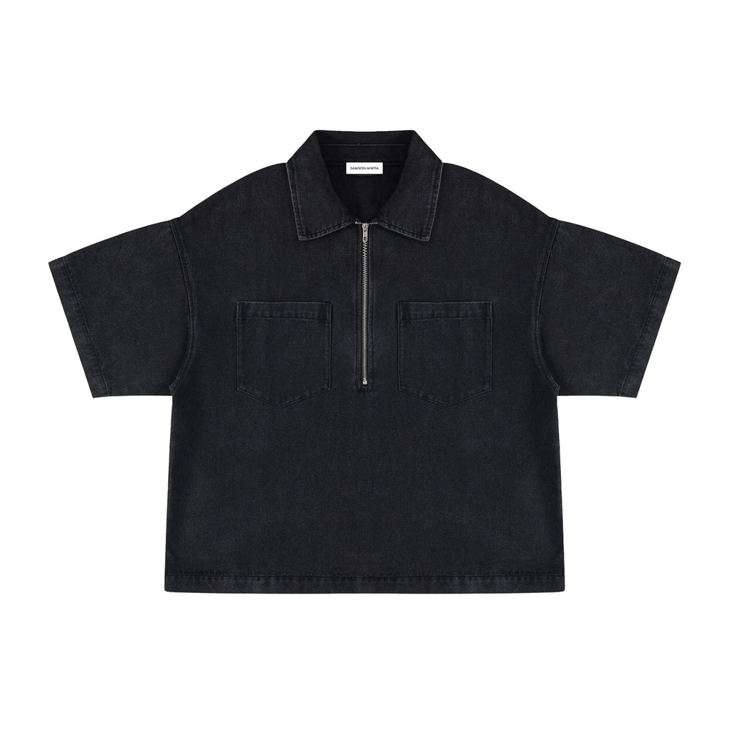 SM Shadowline Denim Zip T-shirt black front