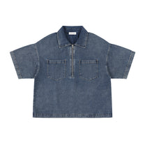 SM Shadowline Denim Zip T-shirt denim front