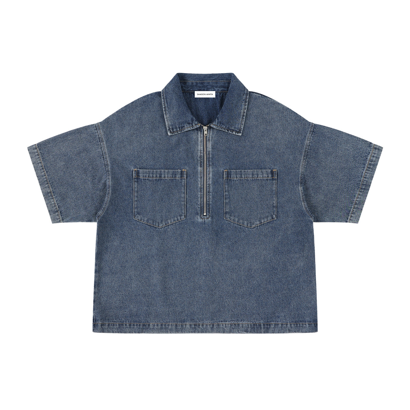 SM Shadowline Denim Zip T-shirt denim front