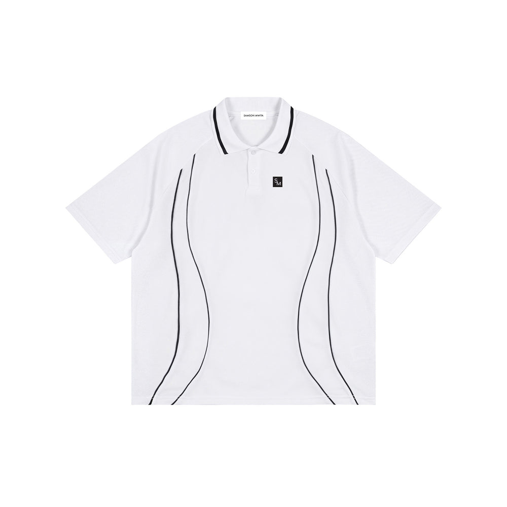 SM Sig. Arc Panel Polo T-shirt white front