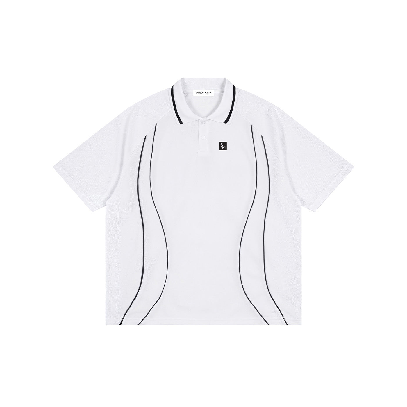 SM Sig. Arc Panel Polo T-shirt white front