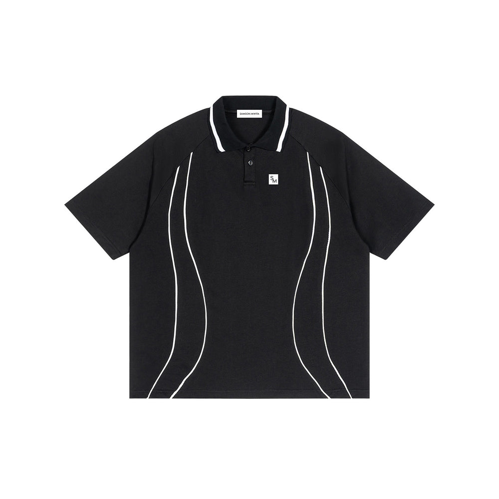 SM Sig. Arc Panel Polo T-shirt black front