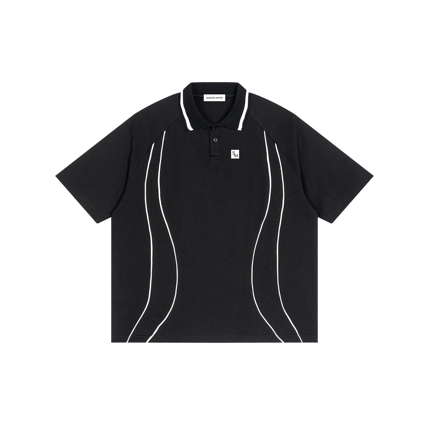 SM Sig. Arc Panel Polo T-shirt black front