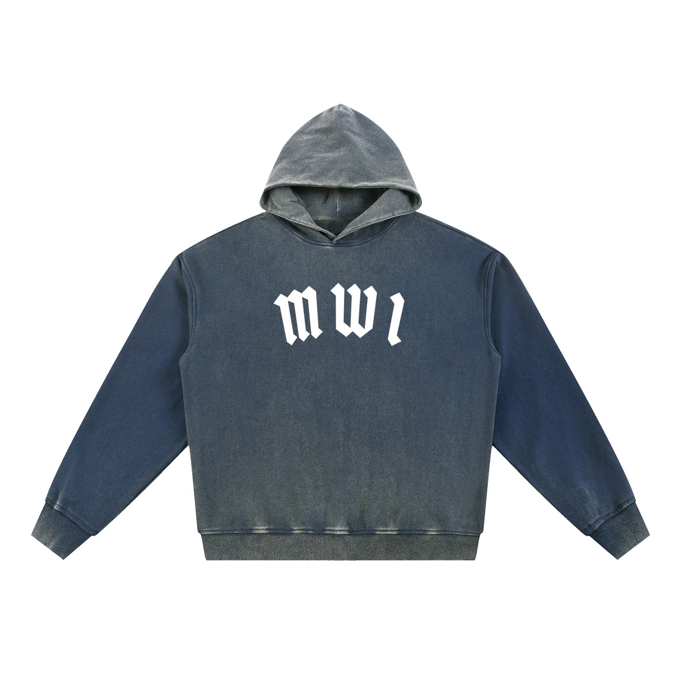 SM Script Washed Hoodie blue front