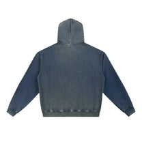 SM Script Washed Hoodie blue back