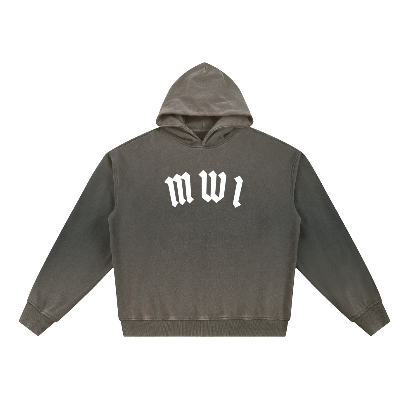 SM Script Washed Hoodie ashen grey front