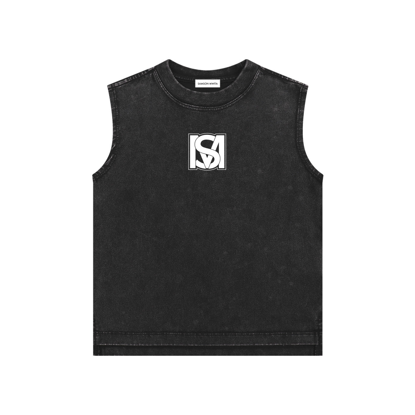 SM Snow Washed Kids Tank Top black front