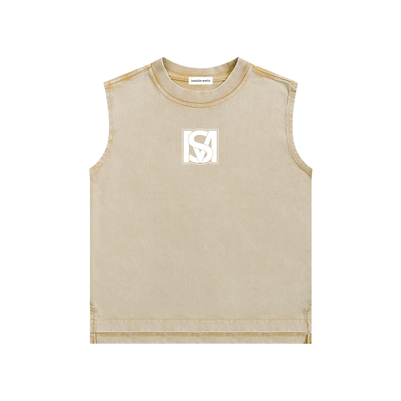SM Snow Washed Kids Tank Top camel front