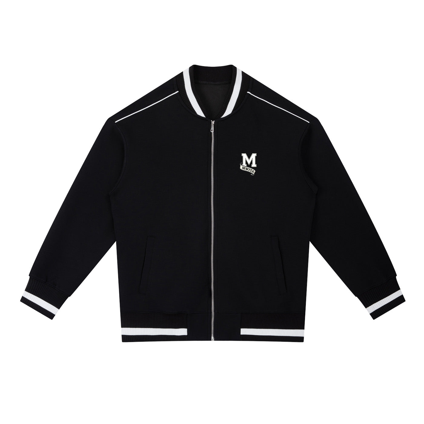 SM Varsity Zip Jacket black front