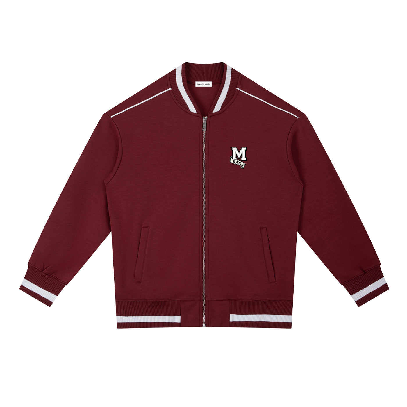 SM Varsity Zip Jacket burgundy front