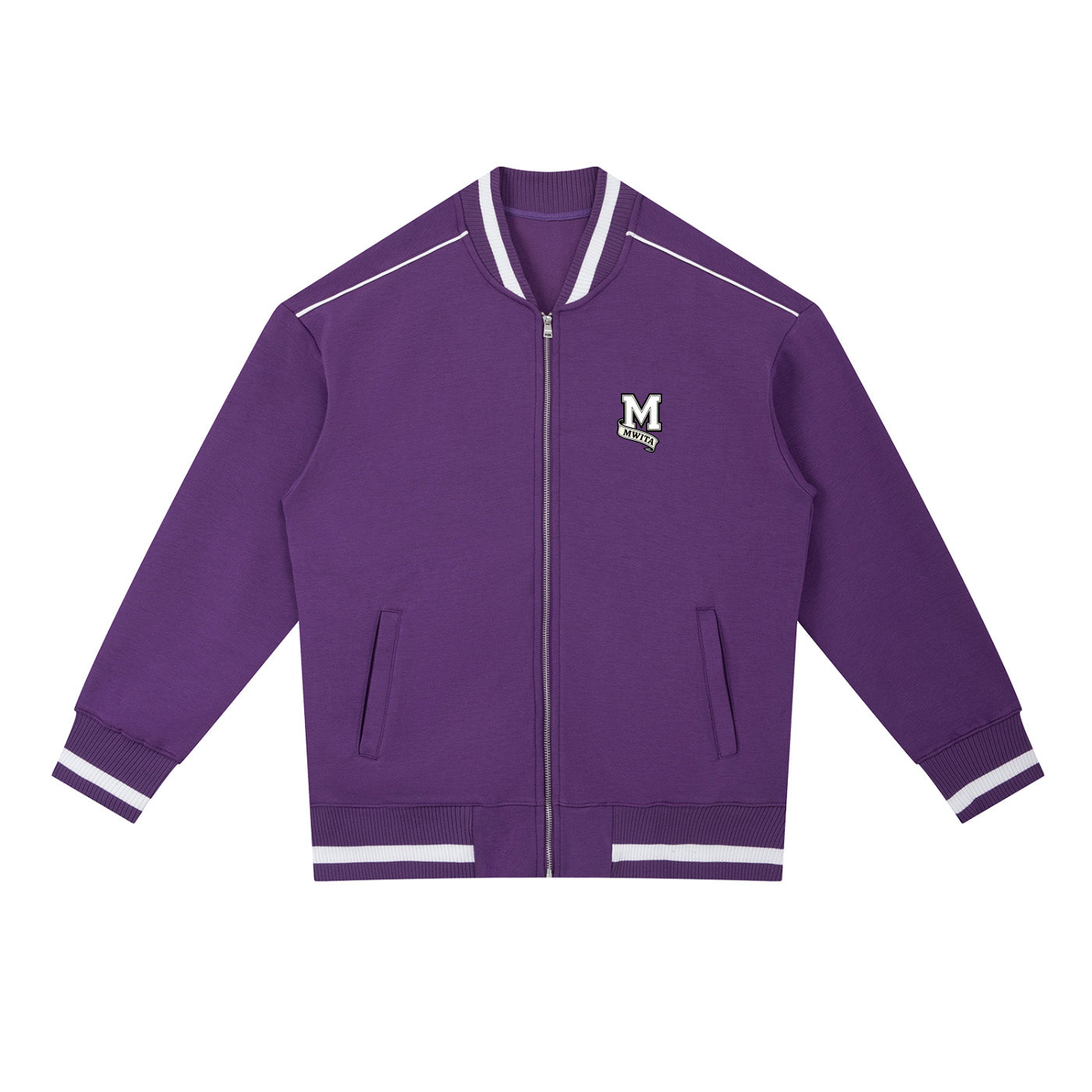 SM Varsity Zip Jacket violet front