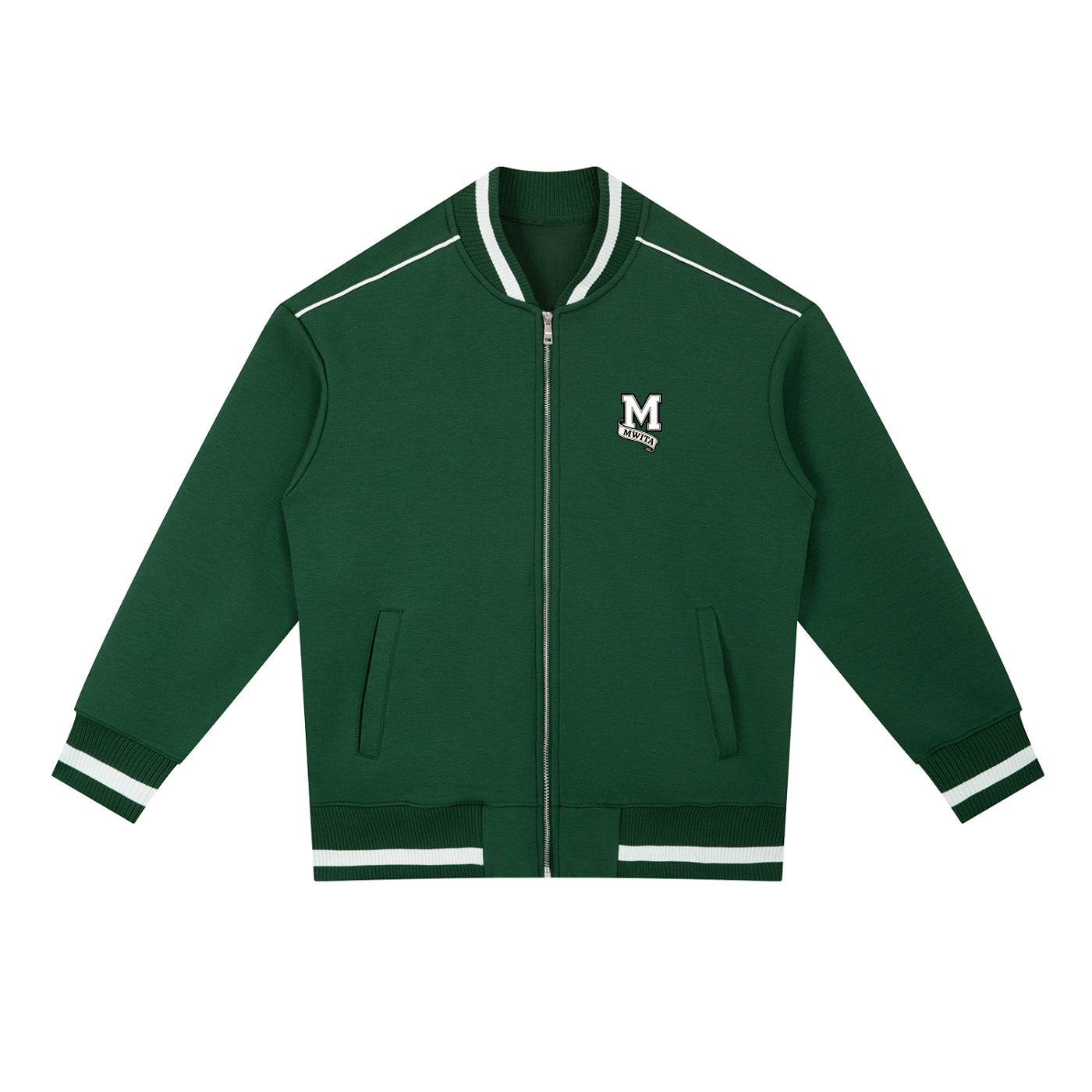 SM Varsity Zip Jacket green front