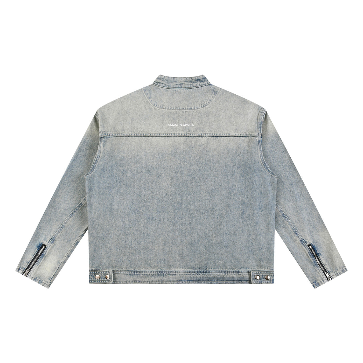 SM Vintage Wash Zip Denim Jacket back