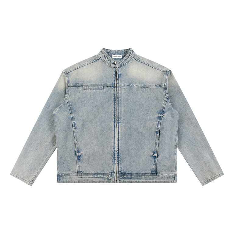 SM Vintage Wash Zip Denim Jacket front