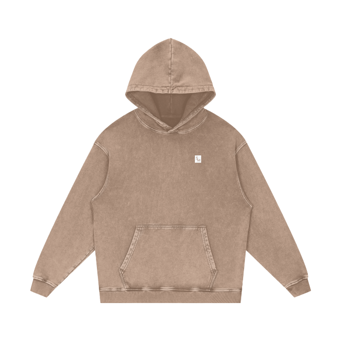 SM Sig. Acid Wash Oversized Hoodie sand front