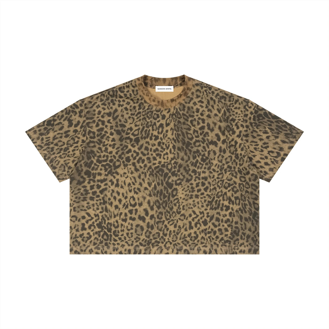 SM Leopard Print Boxy T-shirt brown front