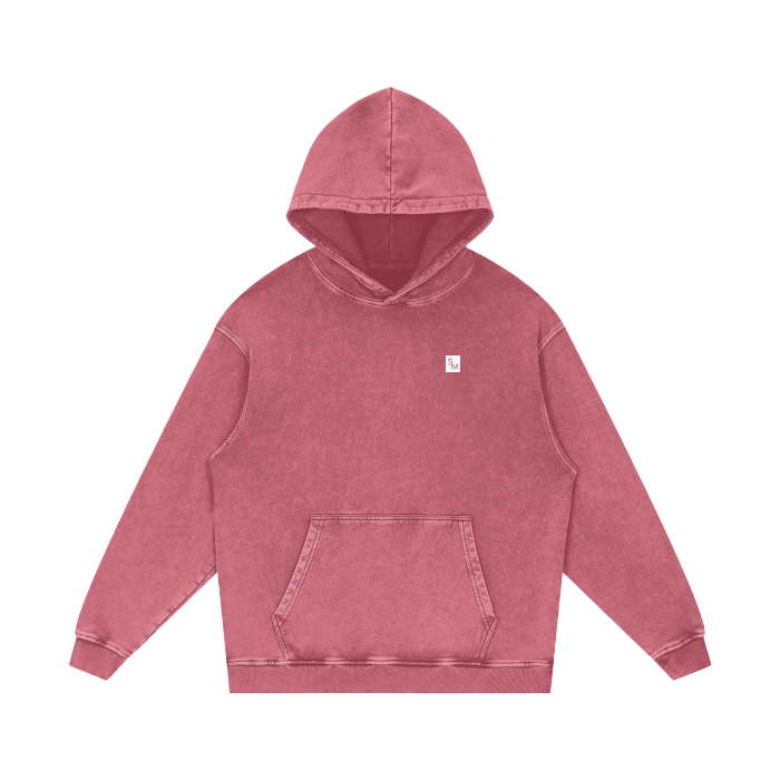 SM Sig. Acid Wash Oversized Hoodie maroon front