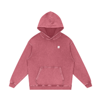 SM Sig. Acid Wash Oversized Hoodie maroon front